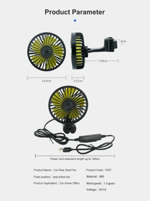 Ventilateur de siège de voiture USB, ventilateur de voiture, ventilateur de refroidissement de voiture USB 5V, ventilateur de voiture rotatif à 360°. 5 pales de ventilateur, 3 vitesses, sélectionnez le réglage approprié selon les besoins, idéal pour fournir un flux d'air frais aux passagers/animaux de compagnie, les gardant au frais. Taille compacte, gain de place, facile à transporter. Le ventilateur de voiture convient aux berlines, SUV, camping-cars, camions et plus.