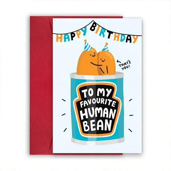 1 szt. Zabawna kartka urodzinowa dla niej/niego, "Moja ulubiona ludzka fasolka" kartka urodzinowa, idealny prezent dla mamy, taty, dziewczyny, żony, męża, na Boże Narodzenie