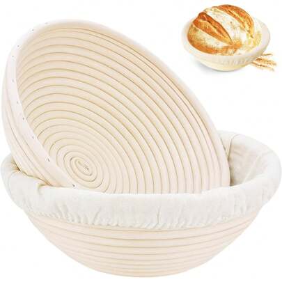 1pc/3pcs Bread Proofing Basket Set (With Liner), Round Rattan Proofing Basket For Sourdough Bread Baking Supplies