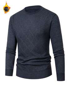 Men Solid Round Neck Jumper - Black - View 2