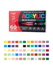 Bút dạ Acrylic lỏng, thế hệ thứ 3, dung tích mực lớn, màu sắc đồng đều, có thể xếp lớp, không mùi, bút vẽ Graffiti, 12/24/36/48/60/72/120 màu - Nhiều màu - Xem 10