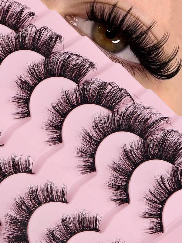 7 pares de pestañas postizas de 8-16mm de volumen en 3D para mujer