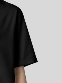 Oversized Streetwear T-Shirt With 3 Hearts Print More Fun 100% Cotton - 黑色 - 查看 4