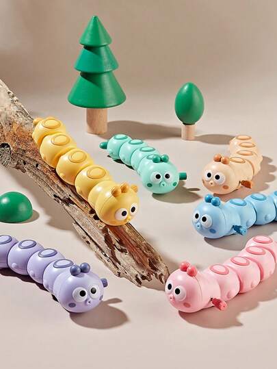 1 pieza Juguete de oruga a batería, Pequeños animales móviles de colores juguete de cuerda, Patrón, tamaño, color y empaque aleatorios para bebés y niños