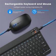 Combinación de teclado y mouse inalámbrico ultrafino compatible con iPad, tableta, portátil y computadora de escritorio, portátil, silencioso y recargable - Multicolor - Ver 4