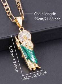 1pc Hip-Hop Copper Alloy Cubic Zirconia Inlaid St. Jude  Pendant Necklace, Suitable For Men And Women For Daily Wear/Prayer, Holiday Gift - Necklace - View 6