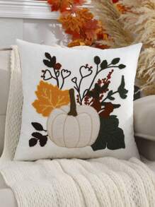 1pc Velvet Pumpkin Throw Pillow Cover For Halloween & Thanksgiving, Home Decor - Beige - View 10