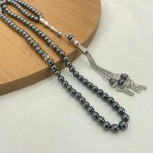 1pc 99 Beads 6mm Black Agate Muslim Prayer Beads - Black - View 12