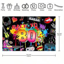 80s Theme Party Background Banner, 82.7*59.1/59.1*39.4/39.4*29.5 Inches Back To The 80s Party Decoration Background, Suitable For Birthday Party, Cake Table Banner, Photo Booth, Cake Table Banner Party Background Decoration Props Supplies Gifts - Multicolor - View 6