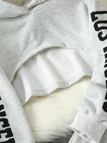 3 sztuki/zestaw Dziewczęcy letni modny strój, krótka bluza z kapturem, koszulka na ramiączkach i zestaw spodni sportowych / Dziewczęcy zestaw wiosna jesień zima, bluza z długim rękawem, koszulka na ramiączkach i spodnie dresowe, swobodny sweter z nadrukiem Los Angeles, dziecięcy strój sezonowy, dzianina, rozciągliwy, nadruk graficzny, regularny krój, mieszanka poliestru, na zewnątrz
