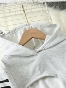 3 sztuki/zestaw Dziewczęcy letni modny strój, krótka bluza z kapturem, koszulka na ramiączkach i zestaw spodni sportowych / Dziewczęcy zestaw wiosna jesień zima, bluza z długim rękawem, koszulka na ramiączkach i spodnie dresowe, swobodny sweter z nadrukiem Los Angeles, dziecięcy strój sezonowy, dzianina, rozciągliwy, nadruk graficzny, regularny krój, mieszanka poliestru, na zewnątrz
