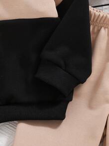 2 件套男婴休闲动物刺绣连帽夹克和裤子套装，秋季 - 卡其色 - 查看 5