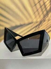 1pc Oversized Cat Eye Fashion Glasses, Personalized Retro Hiphop Beach Accessories, Rose Red Party Stylish Glasses, Bohemian Halloween Beach Decor, Women , Essential Autumn/Winter Item, Business Casual, Summer Beach Vacation, Outdoor, Travel Gift - màu đen - Xem 2