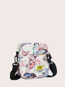 Mini Butterfly Graphic Crossbody Bag - Multicolor - View 7