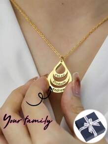 Collar de nombre grabado personalizado de acero inoxidable con 1-4 piezas, nombre personalizado, collar de colgante en forma de gota de varias capas, joyería de diseñador para mujeres, accesorios de San Valentín para regalo de joyas de novia