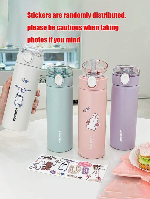 1 pièce Tumbler droit d'été, bouteille d'eau isotherme femme de haute qualité, paille de couleur unie, style minimaliste, idéal pour la rentrée scolaire