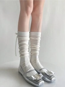 1PC Women's Hollow Out Ruffle Socks With Bowknot - Ballet Style, Breathable And Comfortable Athletic Socks, Odor-Resistant And Moisture-Wicking"