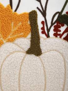 1pc Velvet Pumpkin Throw Pillow Cover For Halloween & Thanksgiving, Home Decor - Beige - View 11