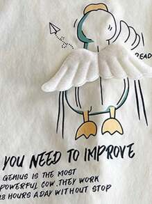 Nova camiseta infantil de verão com estampa de desenho animado e design de asa 3D, unissex