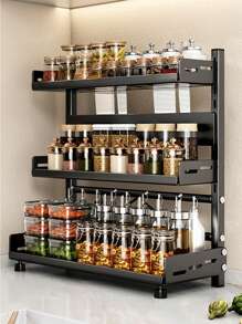 1pc Steel Multi-Tier Spice Rack - Versatile Layered Shelving For Organized Spice Storage - Suitable For Home, Kitchen And Restaurant - Multicolor - View 13