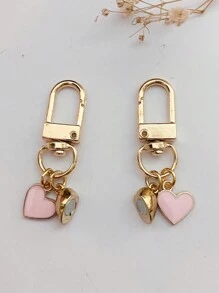 2 pièces/Set Porte-clés magnétiques en forme de cœur rose pour couple, cadeaux d'amitié/couples, souvenirs de remise des diplômes/rentrée scolaire pour amis, accessoires de voiture, breloques de sac pour la Saint-Valentin