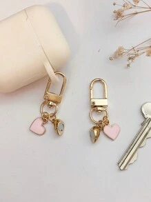 2 pièces/Set Porte-clés magnétiques en forme de cœur rose pour couple, cadeaux d'amitié/couples, souvenirs de remise des diplômes/rentrée scolaire pour amis, accessoires de voiture, breloques de sac pour la Saint-Valentin