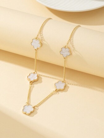 1 st Fashionabla klöver blomma halsband, söt smycken present för kvinnor