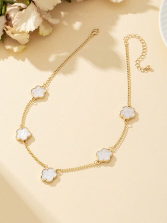 1 st Fashionabla klöver blomma halsband, söt smycken present för kvinnor