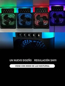 Ventilador Enfriador Y Humidificador 3 en 1,Aire Portátil de Mesa Enfriador ,Ventilador de refrigeración de aire portátiles de luz de 7 colores, mini ventilador de escritorio alimentado por USB, 3 velocidades, ajuste de 360,ventilador Humidificador de aire - Negro - Ver 9