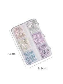 1 Box 6-Slot Asymmetrical Brocade Glitter Flakes For Nail Art DIY - Multicolor - View 5