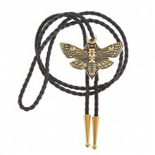 1pc Original Design Moon, Star, Ghost & Moth Bolo Tie, Adjustable Length Rope Necklace, American Western Cowboy Bolo Tie For Casual, Party, Wedding, Unisex, Great Gift Idea Men Necktie - Ghost Face Skull Moth Tie - View 1
