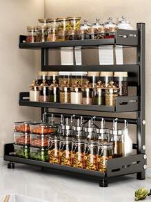 1pc Steel Multi-Tier Spice Rack - Versatile Layered Shelving For Organized Spice Storage - Suitable For Home, Kitchen And Restaurant - Multicolor - View 1