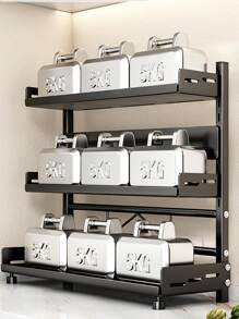 1pc Steel Multi-Tier Spice Rack - Versatile Layered Shelving For Organized Spice Storage - Suitable For Home, Kitchen And Restaurant - Multicolor - View 4