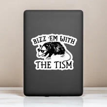 1PC Rizz Em With The Tism Sticker - Funny And Dark Humor Vinyl Decal - Perfect For Laptops, Water Bottles, And More - Waterproof And Weatherproof - Ideal Gag Gift And Meme Sticker - High-Quality Holographic Design - Sarcastic And Unique Sticker - Great For Adding Personalized To Your Items - Durable And Long-Lasting - Multicolor - View 7