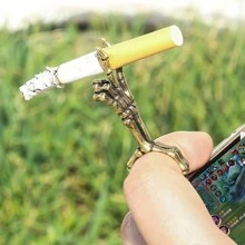 1 件烟嘴环金属烟嘴骷髅手吸烟环烟嘴朋克烟斗环可调节趣味烟斗环骷髅 - 彩色 - 查看 10