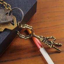 1 件烟嘴环金属烟嘴骷髅手吸烟环烟嘴朋克烟斗环可调节趣味烟斗环骷髅 - 彩色 - 查看 3