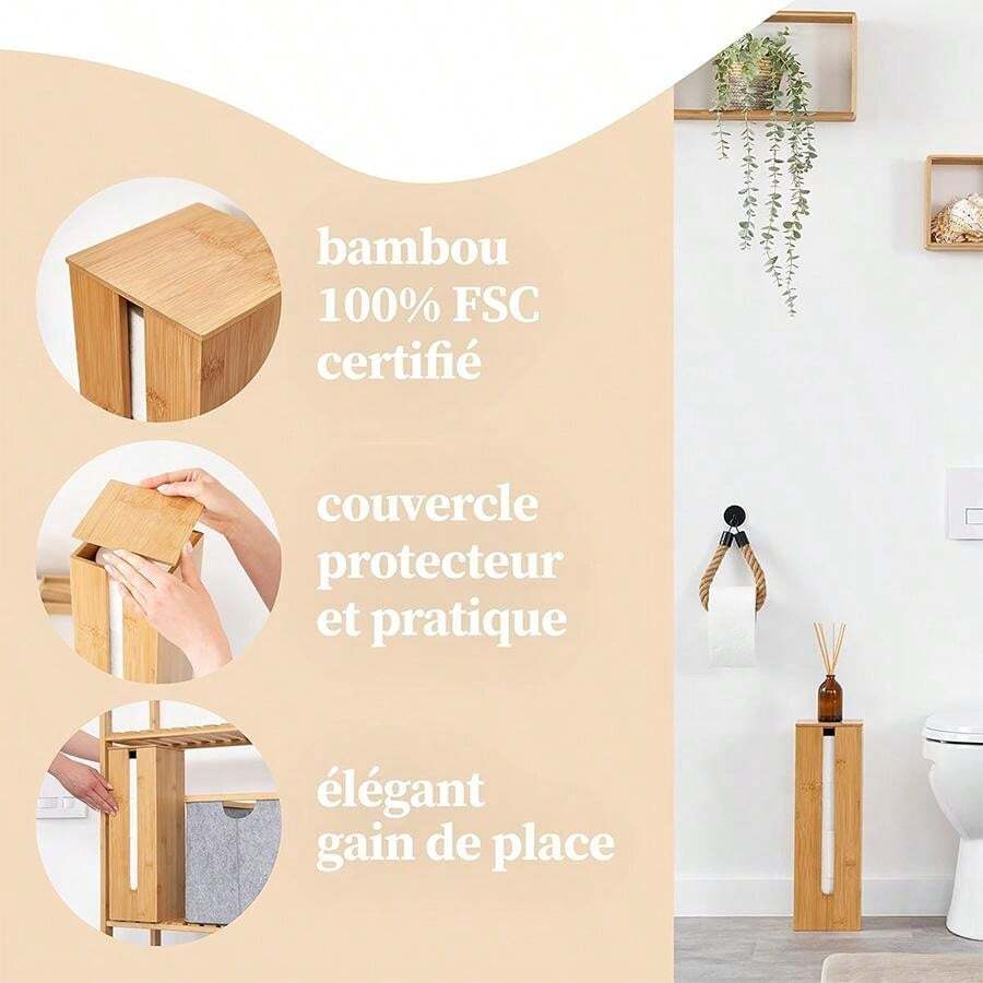 Cesto Porta Carta Igienica Oxford, Organizzatore In Tessuto E Legno Con Coperchio, Pieghevole, 43x17x35 Cm, Capienza 12 Rotoli