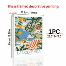 La Dolce Vita Travel Poster, Italy Wall Decor, La Dolce Vita Coast Poster, Italian Print, Retro Spritz Art, Honeymoon Gifts, Set Of 1, Canvas Posters, Canvas Wall Decor For Home, Living Room, Bed Room, Kitchen ,Bathroom,Wall Art Birthday Graduation Coastal Decor Coastal Decor Beach Decor