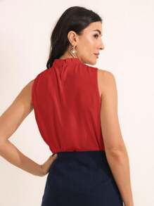 Women's Social Blouse High Neck Regatta With Button On  Moda Super - Red - View 2