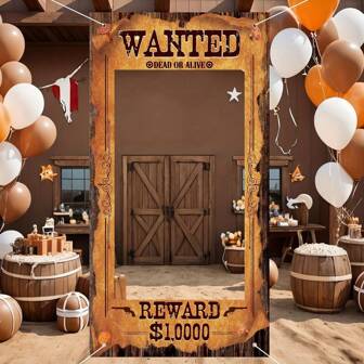 Wild West Cowboy Photo Booth Backdrop Curtain Door Banner Party Wild West Decoration Props,