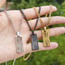 1pc Customized Eye Pendant Necklace, Laser Engraved Photo Jewelry, Christmas Gift Stylish,Vintage,Contracted,Simple,Unisex,Punk Custom,Personalized,Unique Ideal Gifts For Him Her,Boyfriend,Girlfriend,Dad,Mom,Family,Friends,Pets,Grandparents,Son,Daughter For Anniversaries,For Birthdays,For Daily Wear,For Prom,For Father's Day,For Mother's Day,For Valentine's Day,For Graduation,For Weddings - Gold - View 4