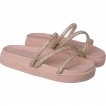 Papete Birken Sandal 3 Shiny Rhinestone Straps Women's Slipper Fashion Bloggers. - 乾枯玫瑰色 - 查看 2