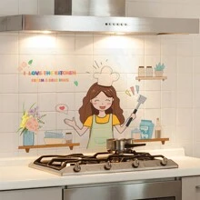 1pc Kitchen Oil-Proof Wall Sticker, Anti-Oil Anti-Water High Temperature Adhesive Wallpaper For Cabinet Countertop Tiles - Kitchen Wall Stickers - View 8
