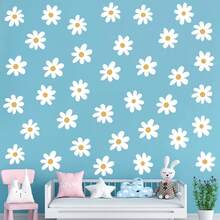 4 Sheets Daisy Wall Decal Flower Vinyl Wall Decals Daisy Decals Floral Decals Peel And Stick Daisy Stickers For Nursery Wall Art Bedroom Living Room - White - View 12