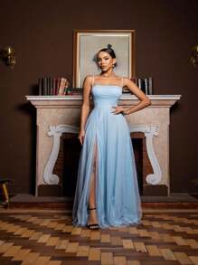 Gabriela Brilliant Tulle Side Cross Dress - Celeste - Ver 1