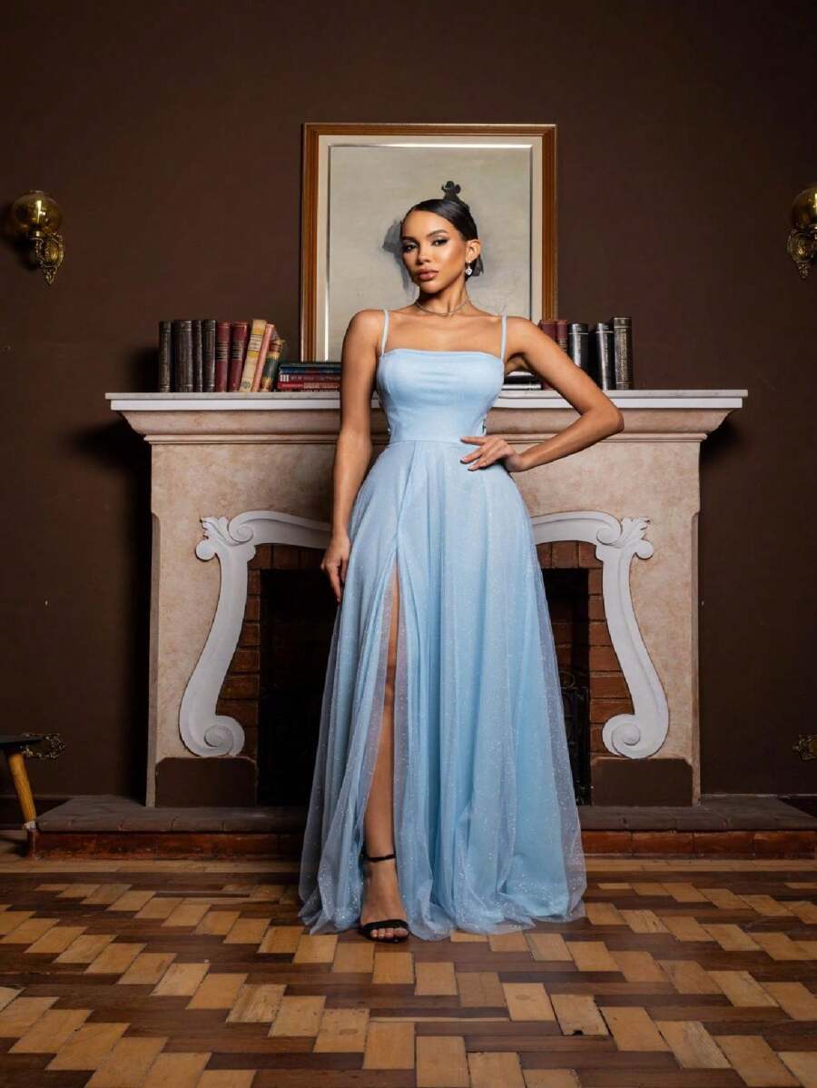 Gabriela Brilliant Tulle Side Cross Dress - Celeste - Ver 1