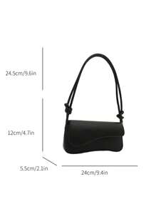 时尚纯色不对称翻盖可调节肩包，适合购物、收纳钱包，适合年轻女性、大学生、新婚夫妇、上班族女性等。也适合办公室、大学、工作、商务、通勤、户外、旅行和休闲活动。 - 黑色 - 查看 3