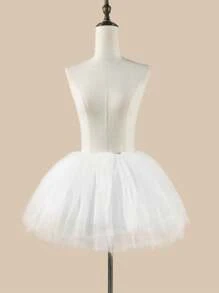 1 pièce Jupon sans os de couleur unie blanc/noir/bleu/rouge rose/bleu marine de 38 cm de long, jupe Lolita en tulle doux de 38 cm, convient pour Lolita, toutes les saisons, anniversaire, mariage. Accessoires pour la Saint-Valentin - A - Voir 11