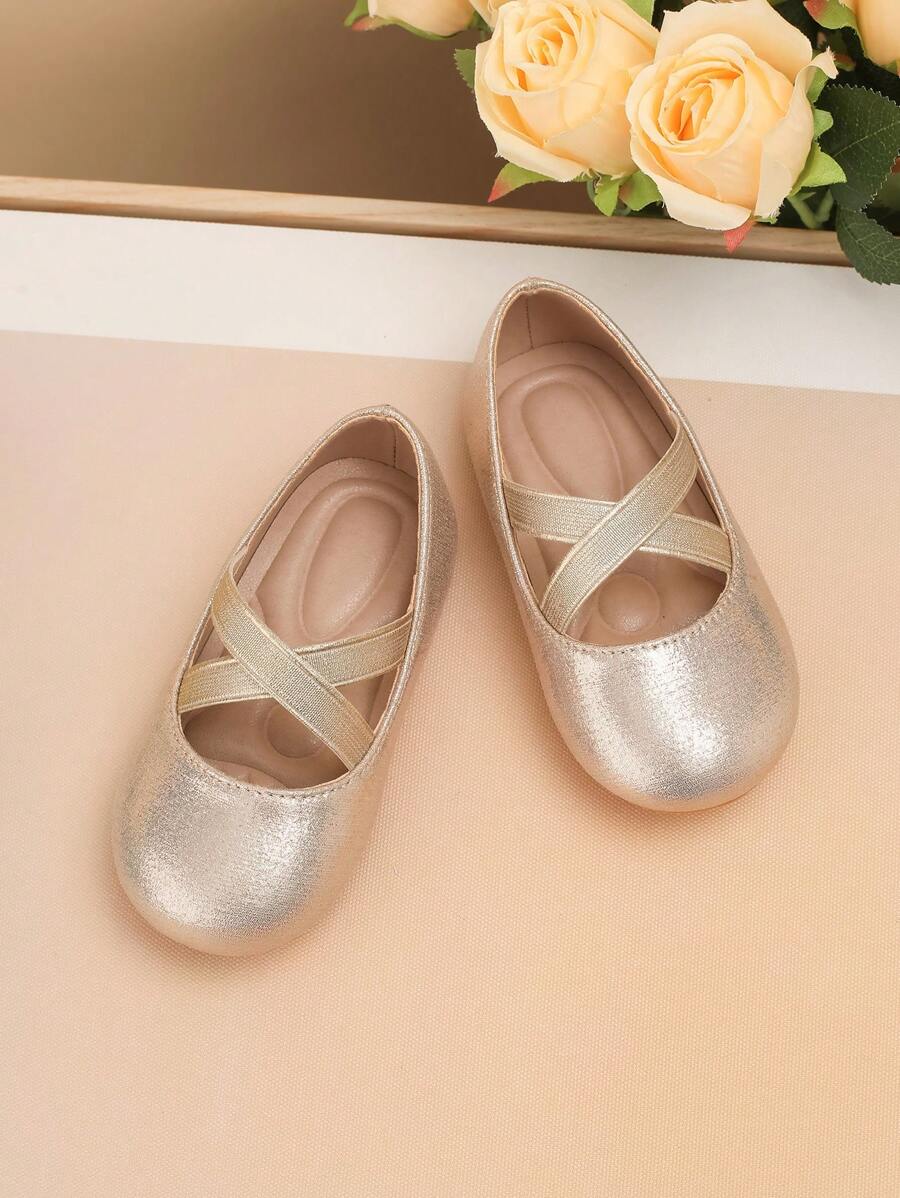 1 par Zapatos de bebé lindos antideslizantes con suela con masaje, adecuados para todas las estaciones - Dorado - Ver 1