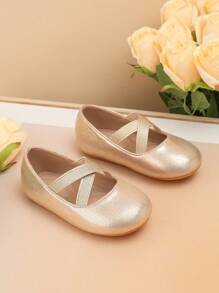 1 par Zapatos de bebé lindos antideslizantes con suela con masaje, adecuados para todas las estaciones - Dorado - Ver 2